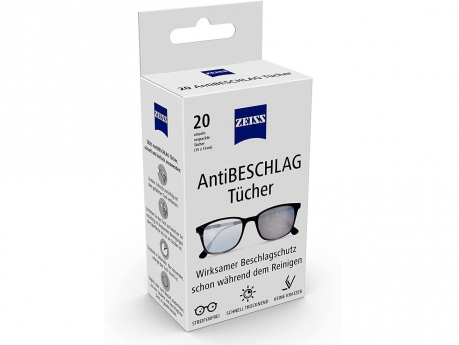 Zeiss AntiFog mitrās salvetes pret briļļu aizsvīšanu Zeiss Briļļu tīrīšanas līdzekļi